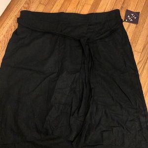 Black Wrap Midi Skirt w/ belt